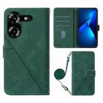 For Tecno Pova 5 4G / LH7N Crossbody 3D Embossed Flip Leather Phone Case(Dark Green)