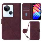 For Tecno Spark 10 5G / K18 Crossbody 3D Embossed Flip Leather Phone Case(Wine Red)