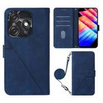 For Tecno Spark 10C / K15Q Crossbody 3D Embossed Flip Leather Phone Case(Blue)