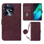 For Tecno Spark 10 Pro / Ki7 Crossbody 3D Embossed Flip Leather Phone Case(Wine Red)