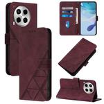 For Tecno Camon 30 4G / 5G Crossbody 3D Embossed Flip Leather Phone Case(Wine Red)