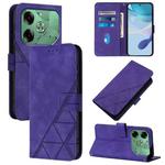 For Tecno Pova 6 4G Crossbody 3D Embossed Flip Leather Phone Case(Purple)