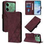 For Tecno Pova 6 4G Crossbody 3D Embossed Flip Leather Phone Case(Wine Red)