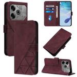 For Tecno Pova 6 Neo Crossbody 3D Embossed Flip Leather Phone Case(Wine Red)