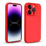 For iPhone 14 Pro Max Liquid Silicone Lens Holder Phone Case(Red)