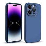 For iPhone 14 Pro Max Liquid Silicone Lens Holder Phone Case(Blue)