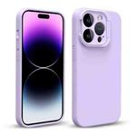 For iPhone 14 Pro Liquid Silicone Lens Holder Phone Case(Purple)