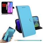 For Xiaomi Redmi 9 Lmitated Mirror Surface Horizontal Flip Leather Case with Holder & Card Slots & Wallet & Lanyard(Blue)