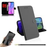 For Xiaomi Redmi 9 Lmitated Mirror Surface Horizontal Flip Leather Case with Holder & Card Slots & Wallet & Lanyard(Black)