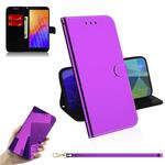 For Huawei Y5p Lmitated Mirror Surface Horizontal Flip Leather Case with Holder & Card Slots & Wallet & Lanyard(Purple)