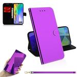 For Huawei Y6p Lmitated Mirror Surface Horizontal Flip Leather Case with Holder & Card Slots & Wallet & Lanyard(Purple)