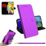 For Samsung Galaxy M31 Lmitated Mirror Surface Horizontal Flip Leather Case with Holder & Card Slots & Wallet & Lanyard(Purple)