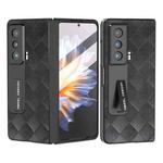 For Honor Magic Vs ABEEL Integrated Weave Plaid PU Phone Case with Holder(Black)