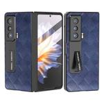 For Honor Magic Vs ABEEL Integrated Weave Plaid PU Phone Case with Holder(Blue)