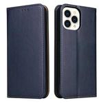 For iPhone 15 Pro Max Fierre Shann PU Genuine Leather Texture Phone Case(Blue)