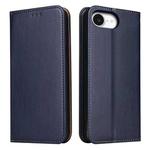 For iPhone 16e Fierre Shann PU Genuine Leather Texture Phone Case(Blue)