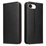 For iPhone 16e Fierre Shann PU Genuine Leather Texture Phone Case(Black)