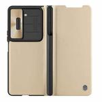 For Samsung Galaxy Z Fold5 NILLKIN QIN Series Pro Sliding Camera Cover Design Leather Phone Case(Gold)