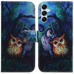 For Samsung Galaxy M54 Coloured Drawing Flip Leather Phone Case(Oil Painting Owl)