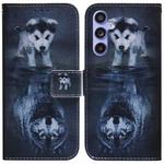 For Samsung Galaxy S23 FE 5G Coloured Drawing Flip Leather Phone Case(Wolf and Dog)