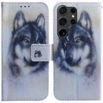 For Samsung Galaxy S24 Ultra 5G Coloured Drawing Flip Leather Phone Case(White Wolf)