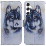 For Samsung Galaxy S24 5G Coloured Drawing Flip Leather Phone Case(White Wolf)