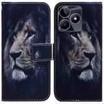 For Realme C53 / Narzo N53 Coloured Drawing Flip Leather Phone Case(Lion)