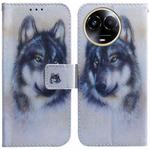 For Realme 11 5G Global Coloured Drawing Flip Leather Phone Case(White Wolf)