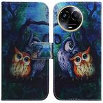 For Realme 11 5G Global Coloured Drawing Flip Leather Phone Case(Oil Painting Owl)