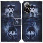 For Realme C67 4G Global Coloured Drawing Flip Leather Phone Case(Wolf and Dog)