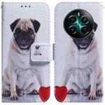 For Realme 12+ Coloured Drawing Flip Leather Phone Case(Pug)