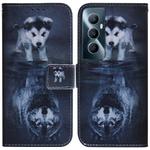 For Realme C65 4G Coloured Drawing Flip Leather Phone Case(Wolf and Dog)