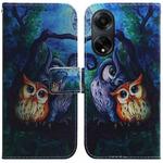 For OPPO A98 5G / F23 5G India Coloured Drawing Flip Leather Phone Case(Oil Painting Owl)