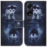 For OPPO A98 5G / F23 5G India Coloured Drawing Flip Leather Phone Case(Wolf and Dog)