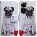 For OPPO Reno10 5G Global/Reno10 Pro Global Coloured Drawing Flip Leather Phone Case(Pug)