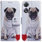 For OPPO A58 4G Coloured Drawing Flip Leather Phone Case(Pug)