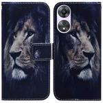 For OPPO A58 4G Coloured Drawing Flip Leather Phone Case(Lion)