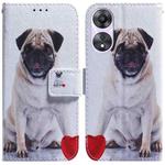 For OPPO A78 4G Coloured Drawing Flip Leather Phone Case(Pug)
