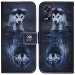 For OPPO A38 4G / A18 Coloured Drawing Flip Leather Phone Case(Wolf and Dog)