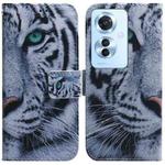 For OPPO Reno11 F Global Coloured Drawing Flip Leather Phone Case(Tiger)