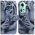 For OPPO Reno11 Global Coloured Drawing Flip Leather Phone Case(Tiger)