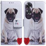 For OPPO A60 4G Coloured Drawing Flip Leather Phone Case(Pug)