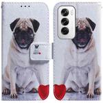 For OPPO Reno12 5G Global Coloured Drawing Flip Leather Phone Case(Pug)