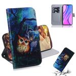 For Xiaomi Redmi 9 Colored Drawing Horizontal Flip Leather Case with Holder & Card Slot & Wallet(Oil Painting Owl)