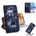 For Xiaomi Redmi 10X 5G Colored Drawing Horizontal Flip Leather Case with Holder & Card Slot & Wallet(Wolf and Dog)