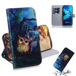 For Motorola Moto G8 Power Lite Colored Drawing Horizontal Flip Leather Case with Holder & Card Slot & Wallet(Oil Painting Owl)