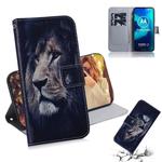 For Motorola Moto G8 Power Lite Colored Drawing Horizontal Flip Leather Case with Holder & Card Slot & Wallet(Lion)