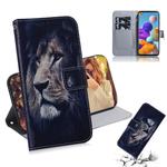 For Samsung Galaxy A21s Colored Drawing Horizontal Flip Leather Case with Holder & Card Slot & Wallet(Lion)