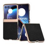 For Motorola Razr 40 Ultra Genuine Leather Mino Series Nano Plating Phone Case(Black)