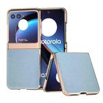 For Motorola Razr 40 Ultra Genuine Leather Mino Series Nano Plating Phone Case(Blue)